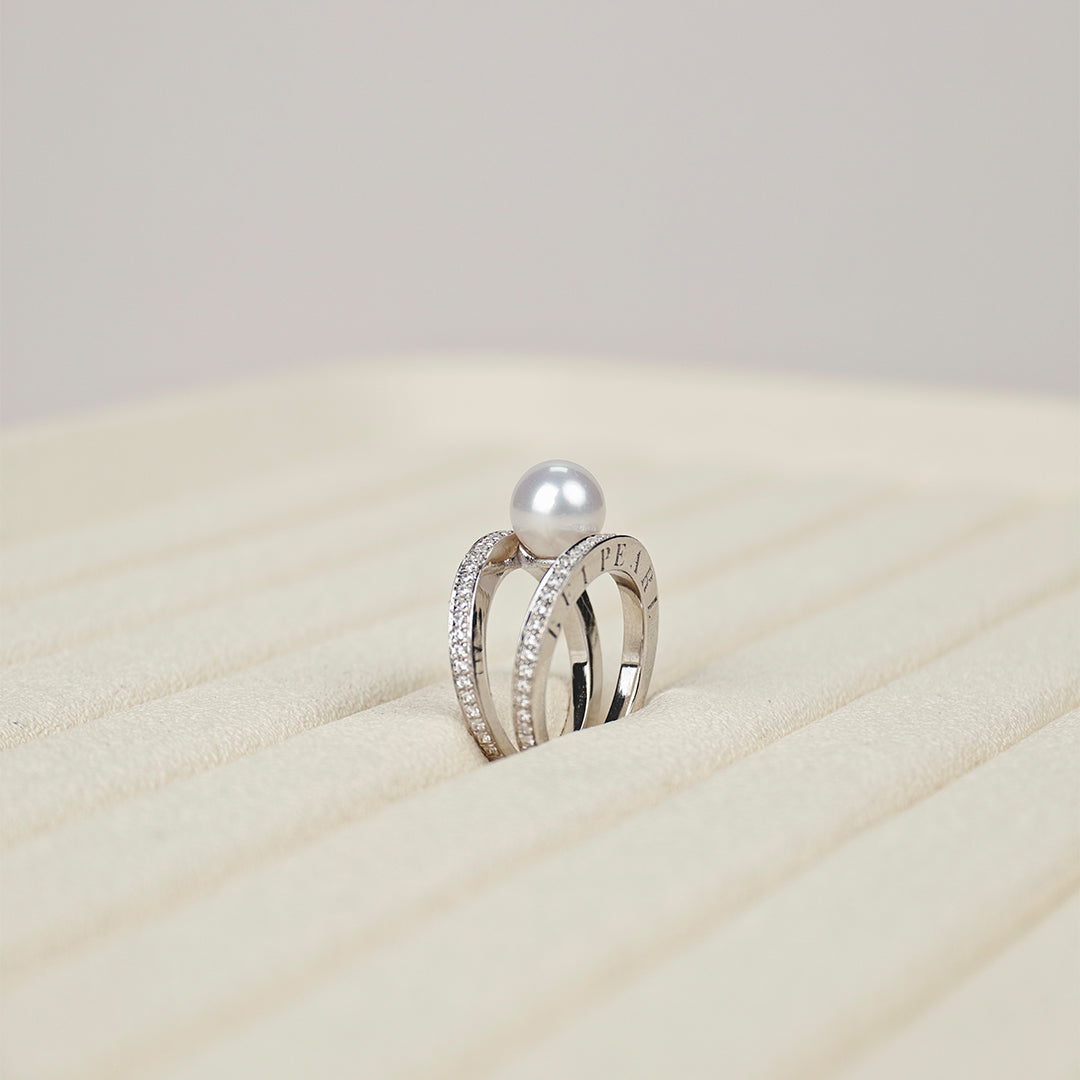 S925 Silver - White Freshwater Pearl Ring | 8–9mm AAAA Grade