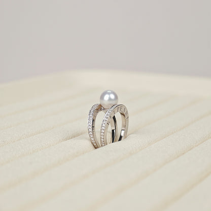 S925 Silver - White Freshwater Pearl Ring | 8–9mm AAAA Grade