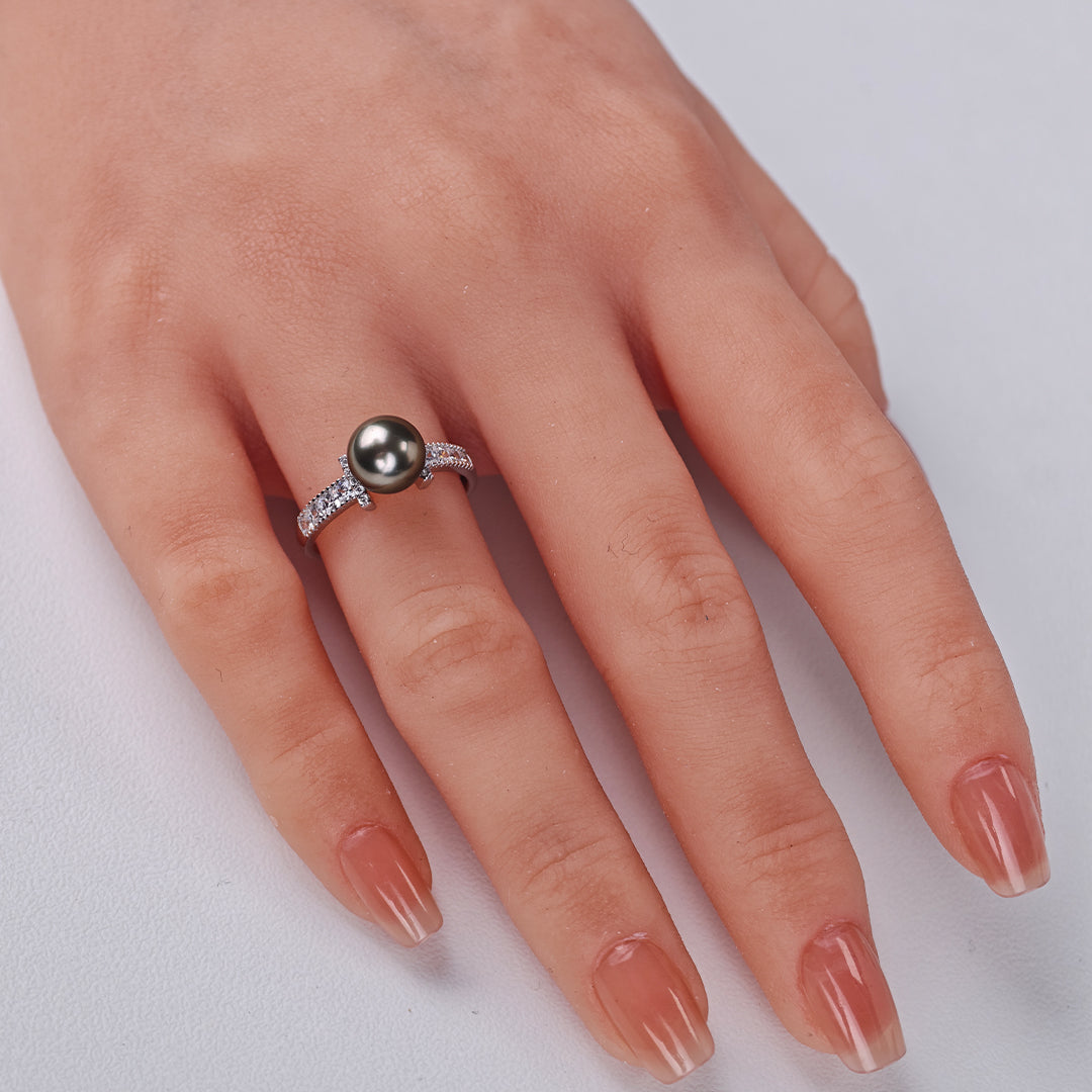 S925 Sterling Silver - White Freshwater Pearl Ring | 8–9mm AAA Grade