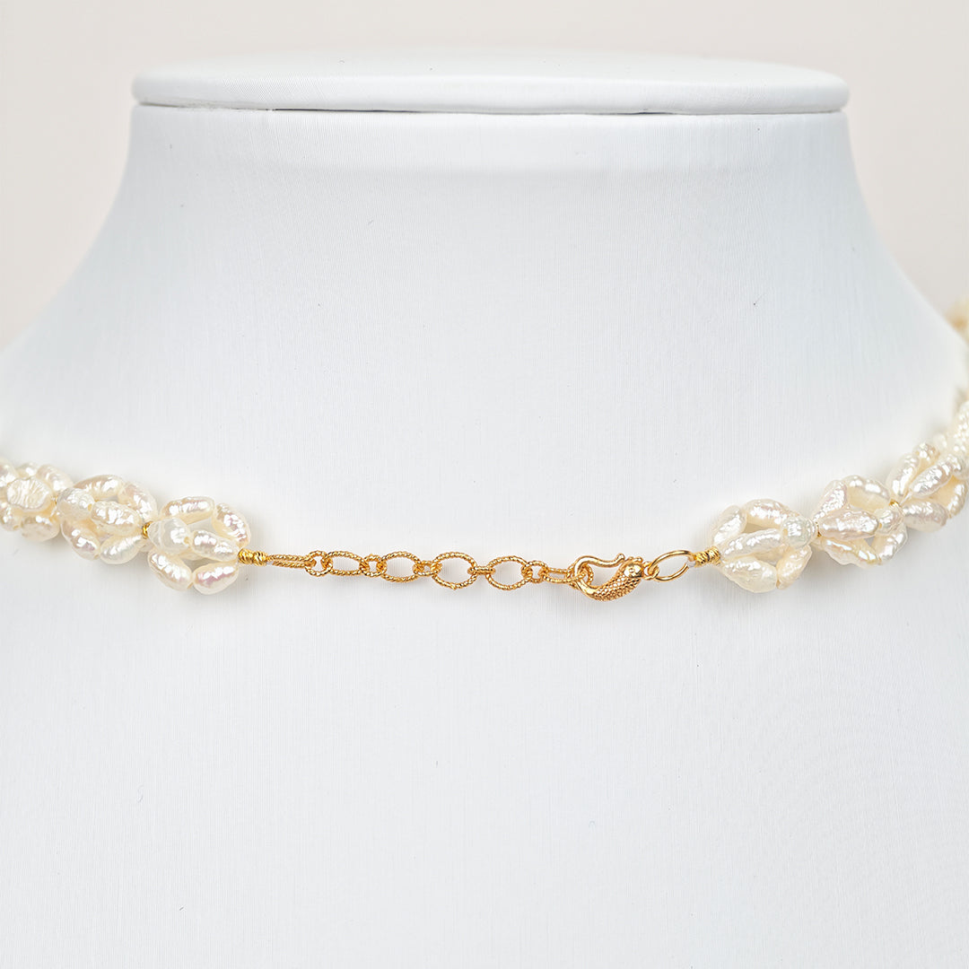 S925 Silver - White Keshi Freshwater Pearl Necklace | 4–5mm AA Grade