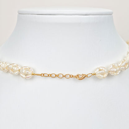 S925 Silver - White Keshi Freshwater Pearl Necklace | 4–5mm AA Grade