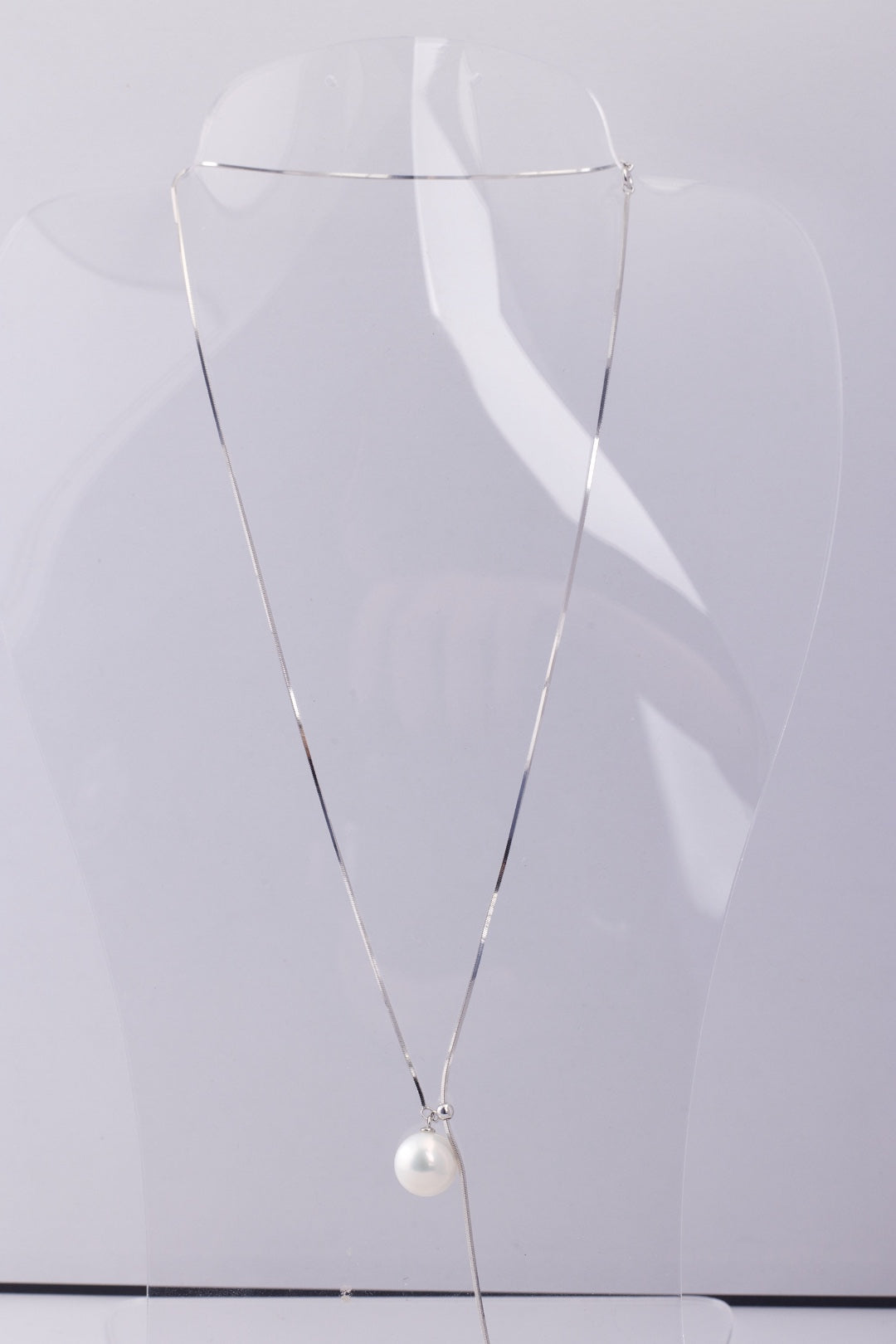 S925 Silver - Freshwater White Round Pearl Pendant Necklace