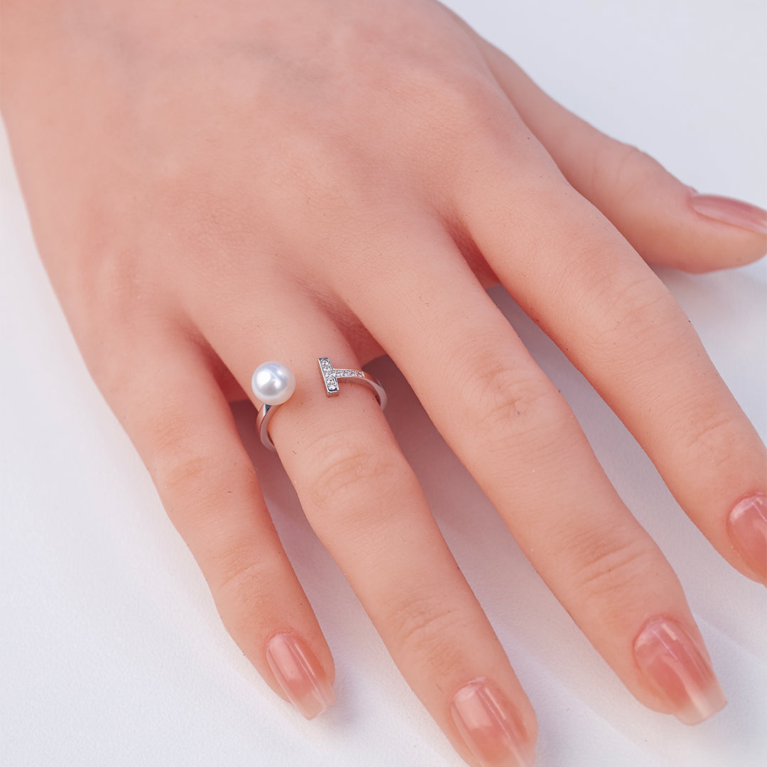 S925 Silver - White Freshwater Pearl Ring | 6–7mm AAA Grade