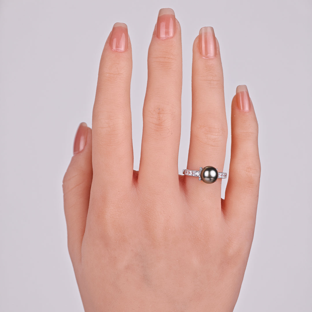 S925 Sterling Silver - White Freshwater Pearl Ring | 8–9mm AAA Grade