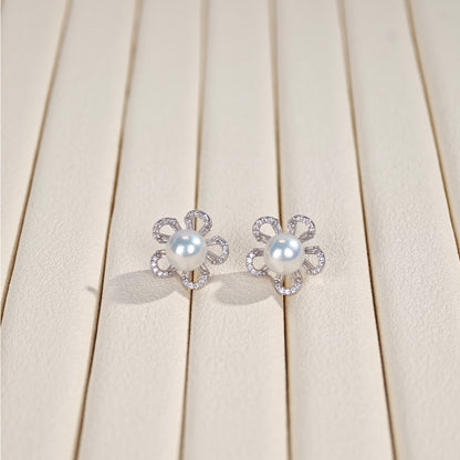 S925 Silver - White Freshwater Pearl Earrings | 8–9mm AAA Grade