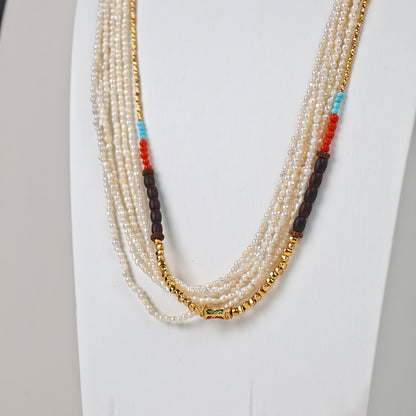 S925 Silver - White Freshwater Keshi Pearl Long Necklace | 2–3mm AAA Grade