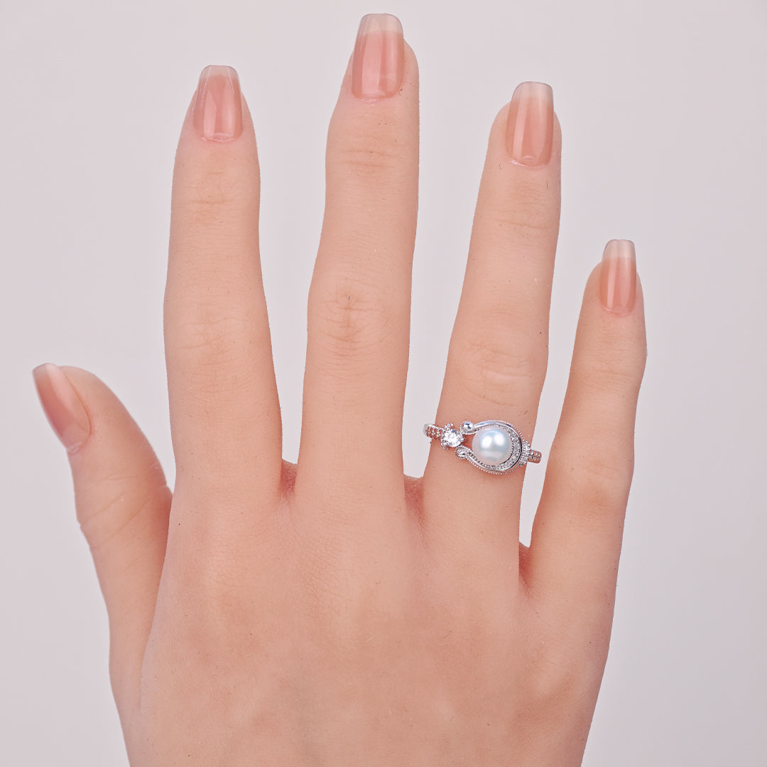S925 Silver - White Freshwater Pearl Ring | 6–7mm AAA Grade