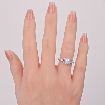 S925 Silver - White Freshwater Pearl Ring | 6–7mm AAA Grade