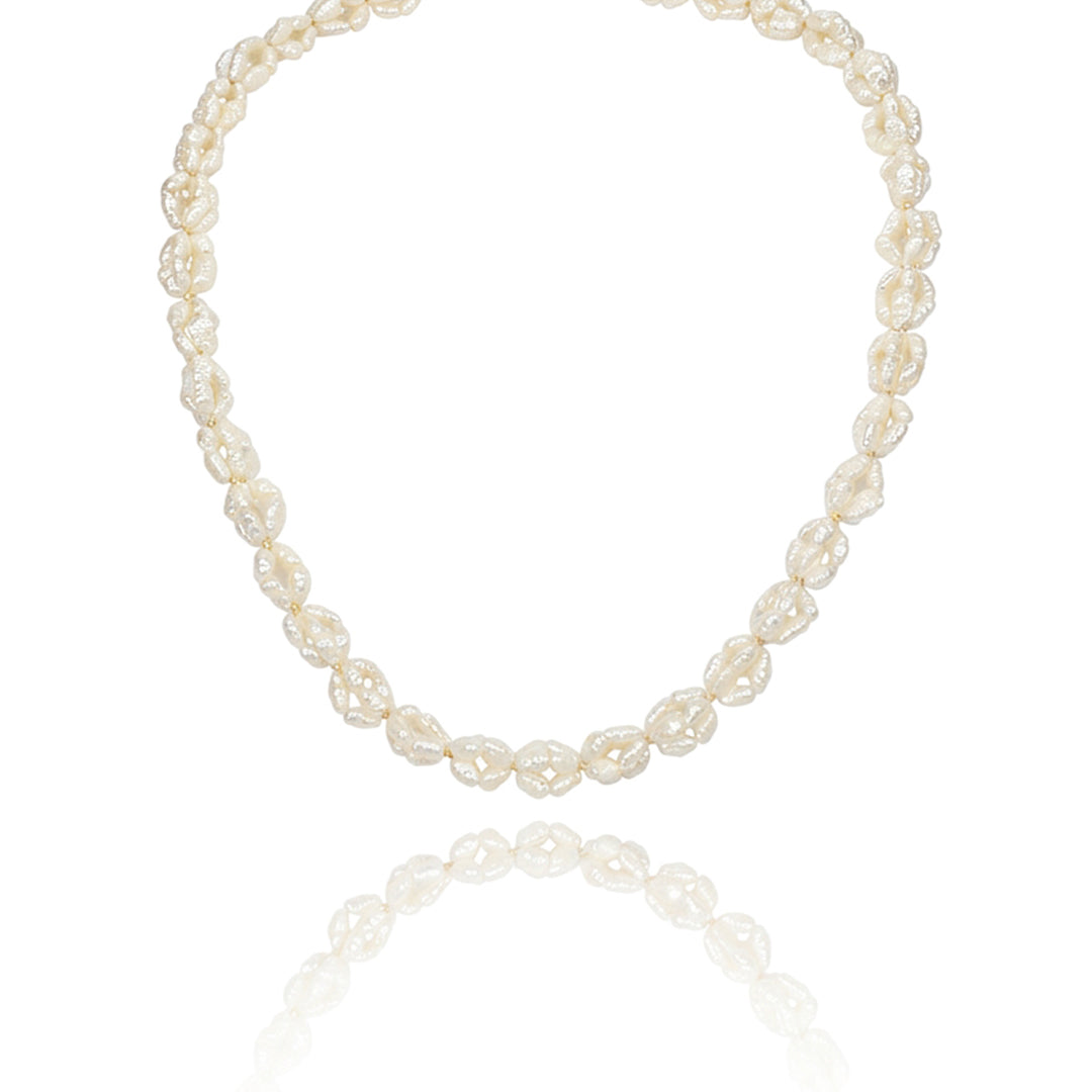 S925 Silver - White Keshi Freshwater Pearl Necklace | 4–5mm AA Grade