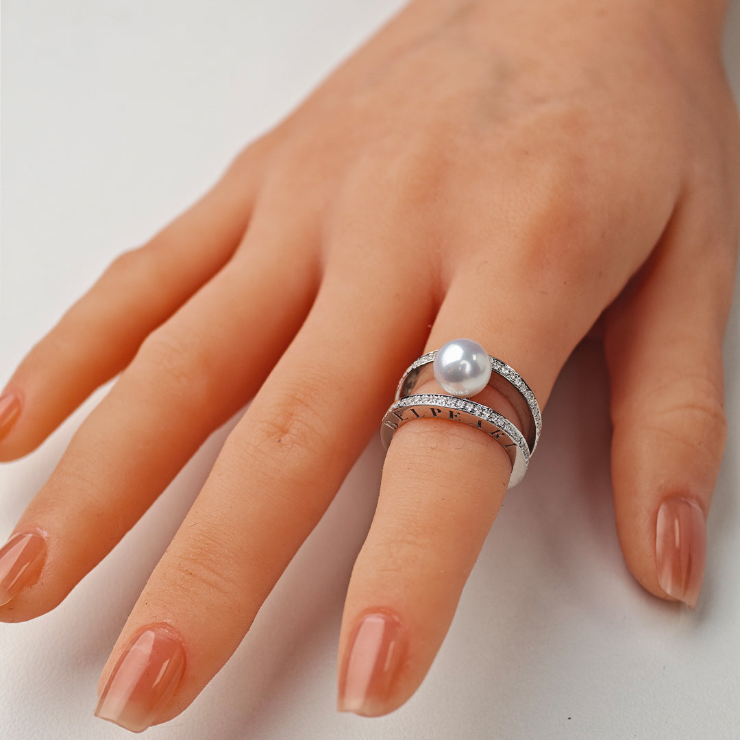 S925 Silver - White Freshwater Pearl Ring | 8–9mm AAAA Grade