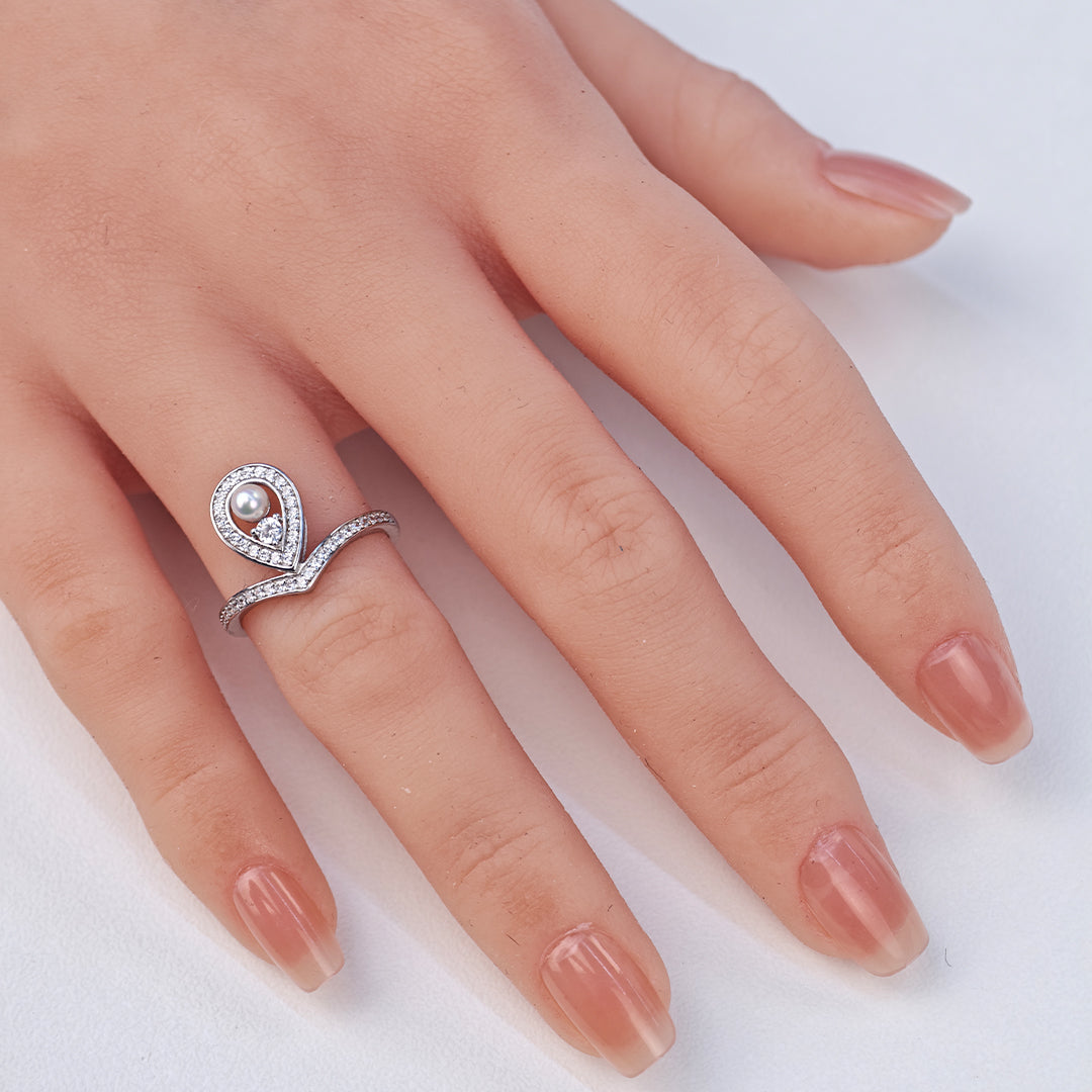 S925 Silver - White Freshwater Pearl Ring | 3–4mm AAA Grade