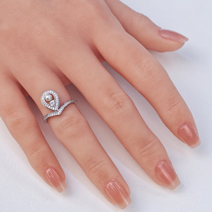 S925 Silver - White Freshwater Pearl Ring | 3–4mm AAA Grade