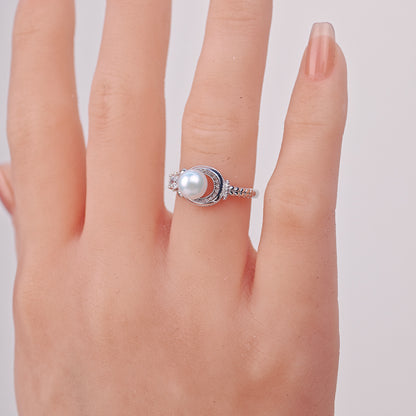 S925 Silver - White Freshwater Pearl Ring | 6–7mm AAA Grade