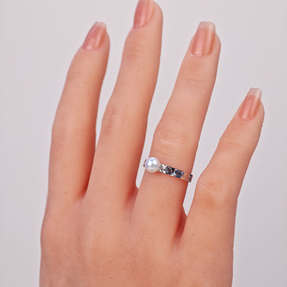 S925 Silver - White Freshwater Pearl Ring | 5–6mm AAA Grade