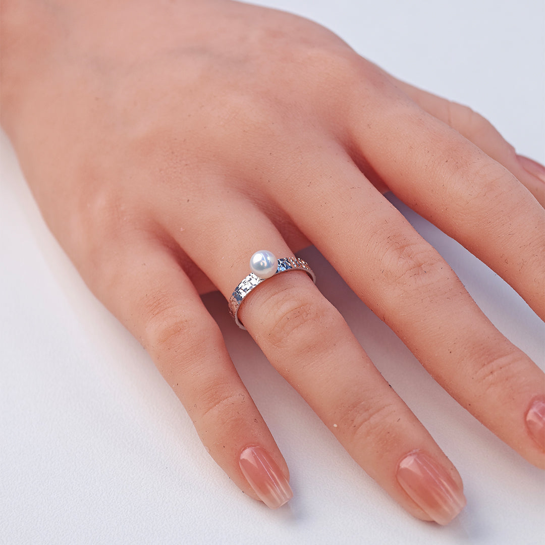 S925 Silver - White Freshwater Pearl Ring | 5–6mm AAA Grade