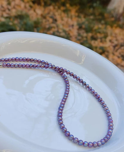S925 Silver - Purple Freshwater Pearl Necklace | 4–5mm
