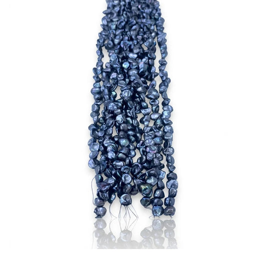 Grey Dyed Freshwater Keshi Pearl Strand | 5–6mm AAA Grade | Per Strand