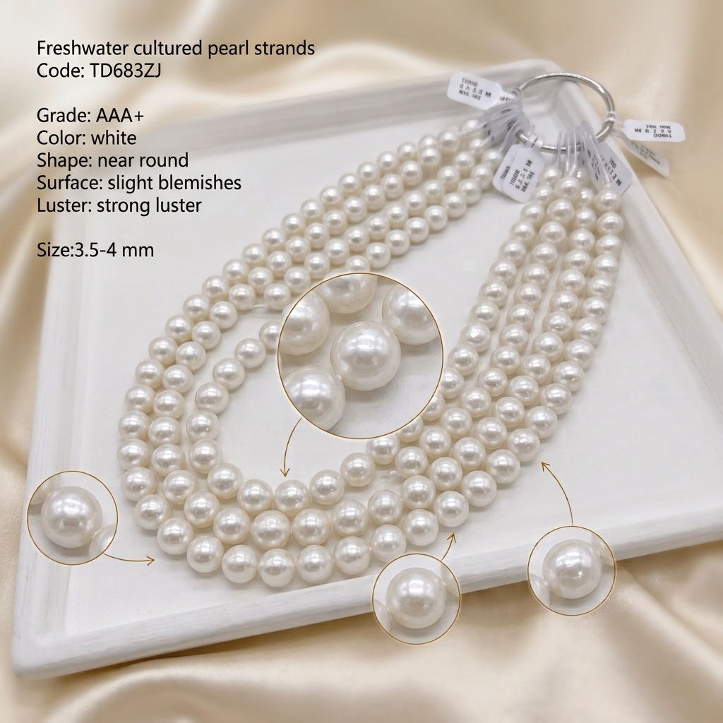 White Freshwater Pearl Strand | 3.5–4mm AAA+ Grade