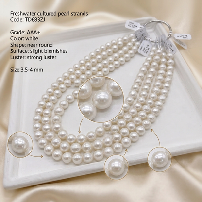 White Freshwater Pearl Strand | 3.5–4mm AAA+ Grade