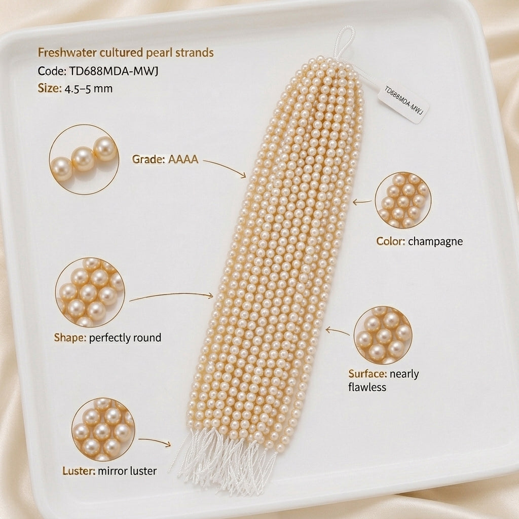 Champagne Freshwater Pearl Strand | 4.5–5mm AAAA Grade