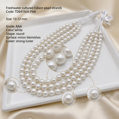 White Freshwater Edison Pearl Strand | 10–12mm AAA Grade