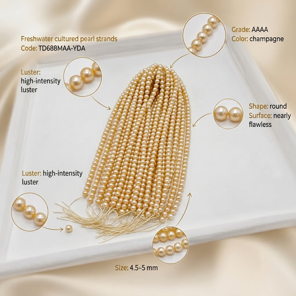 Champagne Freshwater Pearl Strand | 4.5–5mm AAAA Grade