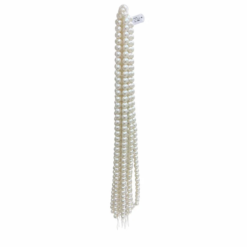 White Near-Round Freshwater Pearl Strand | 5–5.5mm AAA Grade | Per Strand