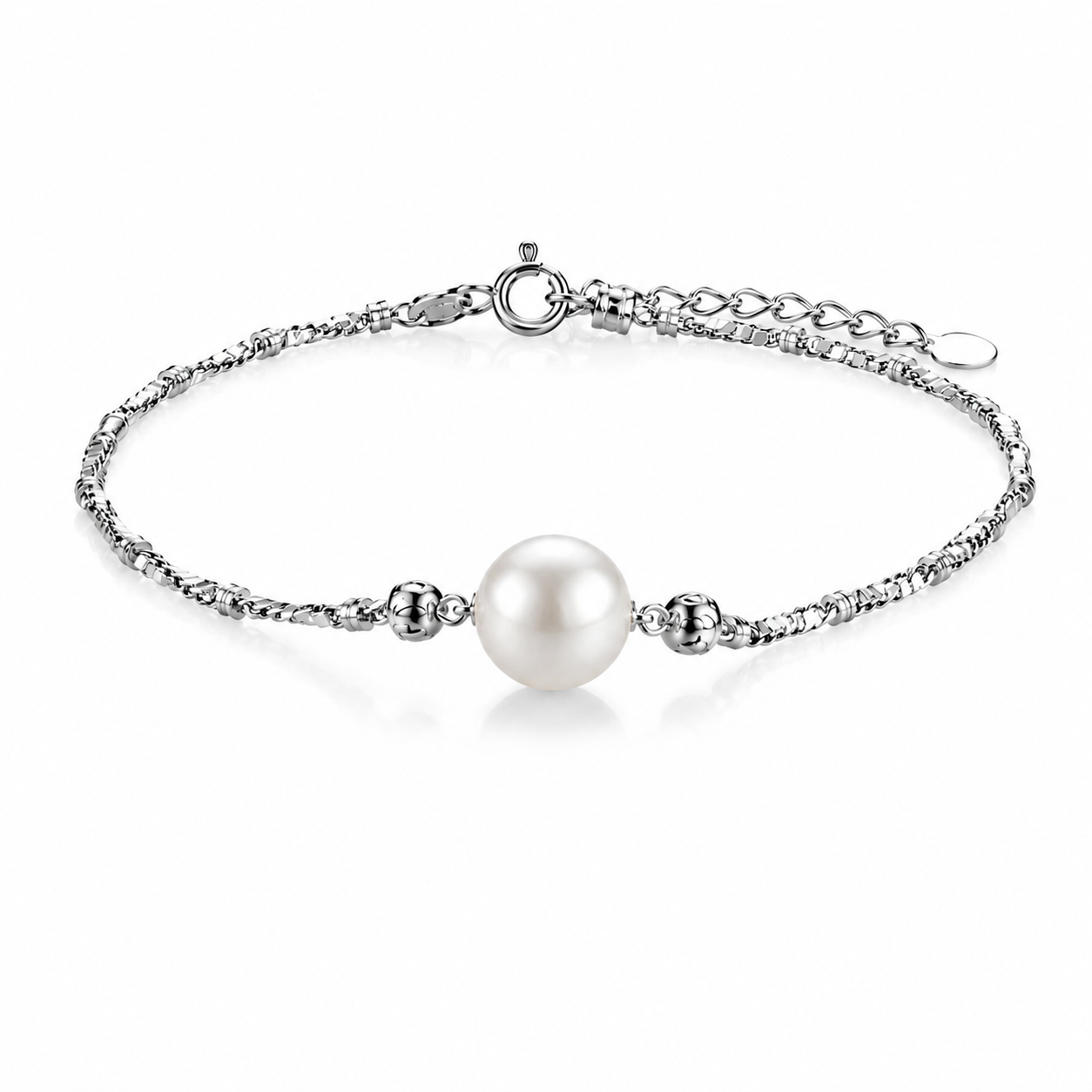 S925 Silver - Gray Akoya Pearl Bracelet | 7.5–8mm AAAA Grade
