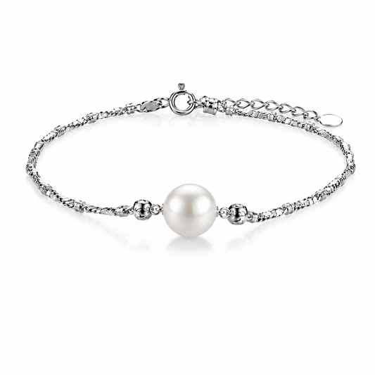 S925 Silver - Gray Akoya Pearl Bracelet | 7.5–8mm AAAA Grade