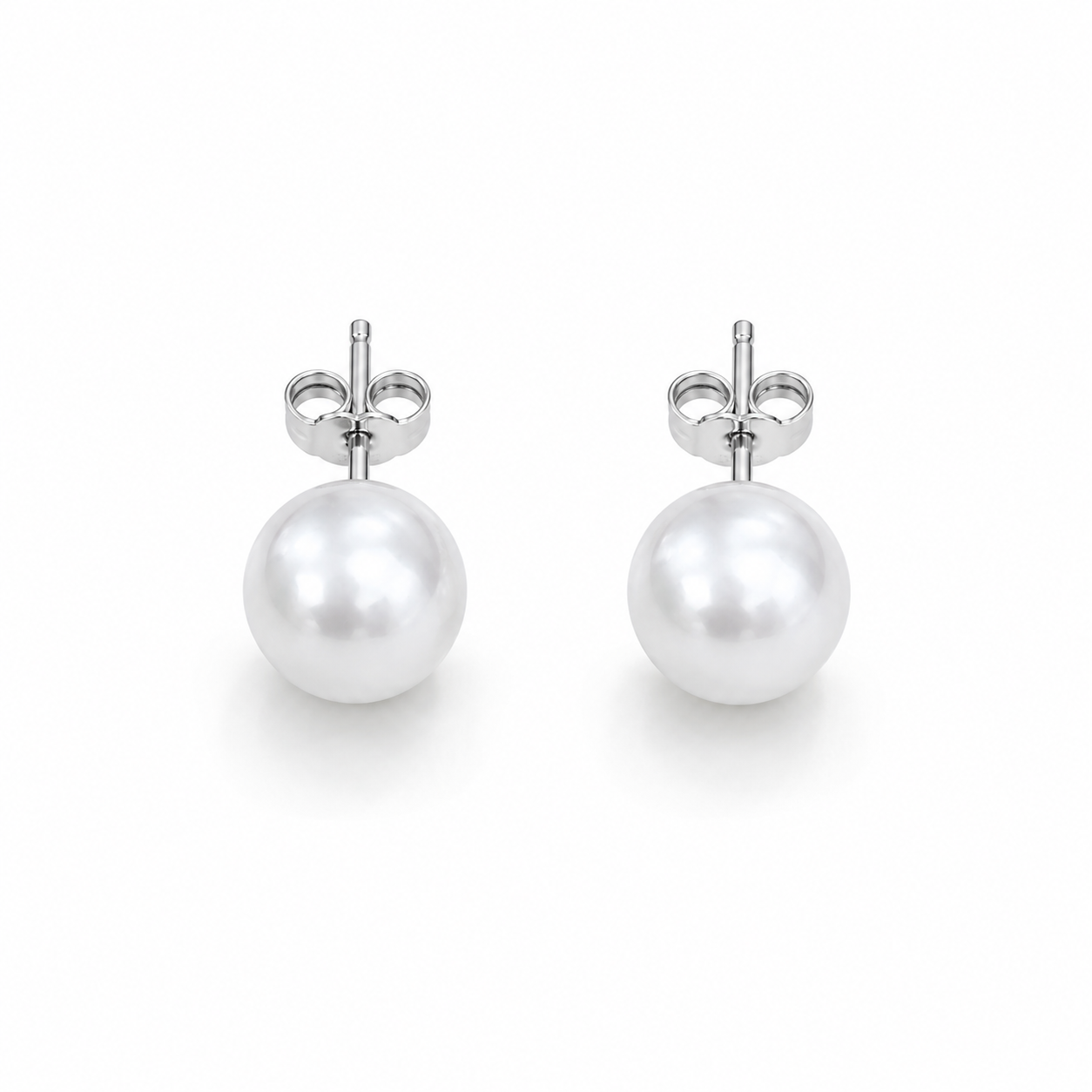 Stainless Steel - Freshwater Pearl Stud Earrings | 9–10mm AAAA Grade