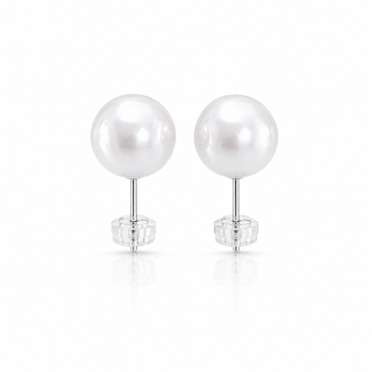 S925 Silver - Freshwater Pearl Stud Earrings | 11–12mm AAAA Grade