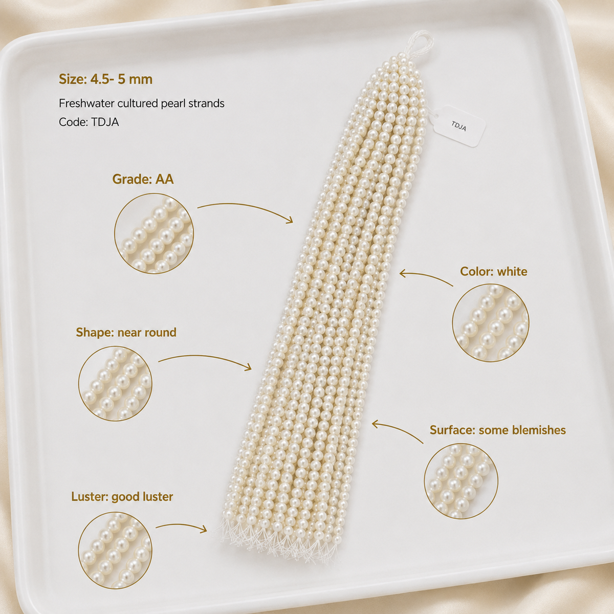 White Freshwater Pearl Strand | 4.5–5mm AA Grade