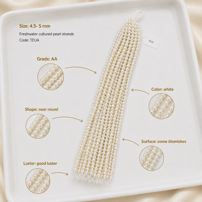 White Freshwater Pearl Strand | 4.5–5mm AA Grade