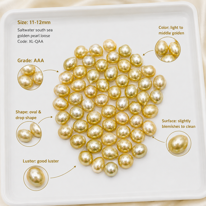 South Sea Golden Pearl Loose Pearls | 11–12mm AAA Grade