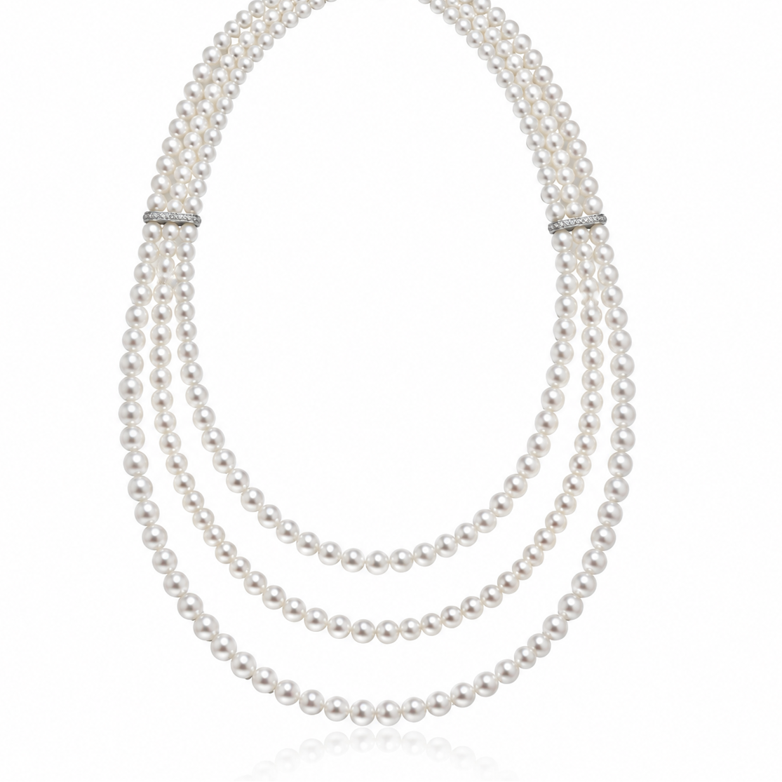 S925 Silver & Zircon - Freshwater Pearl Layered Sweater Necklace | 3–4mm