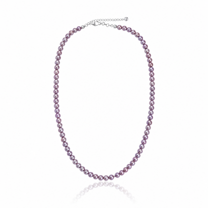 S925 Silver - Purple Freshwater Pearl Necklace | 4–5mm