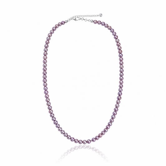S925 Silver - Purple Freshwater Pearl Necklace | 4–5mm