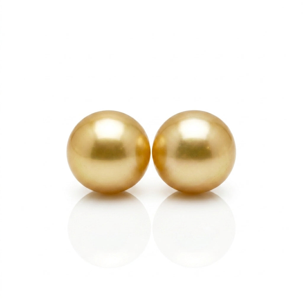 Medium Gold South Sea Golden Pearl Matched Pair | 15.4mm AA Grade