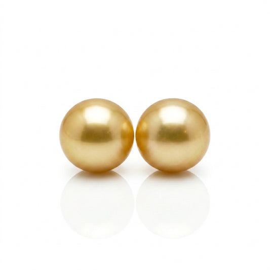 Medium Gold South Sea Golden Pearl Matched Pair | 15.4mm AA Grade