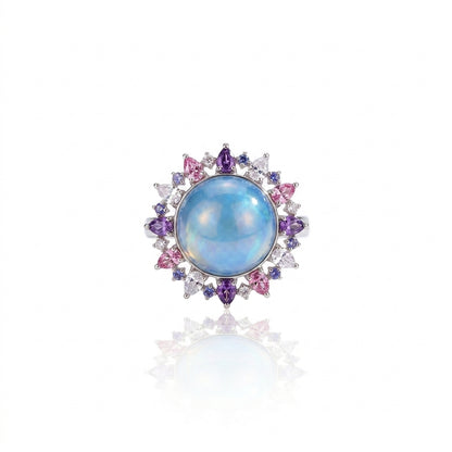 18K White Gold & Sapphire - South Sea Mabe Pearl Earrings | 16mm AAAA Grade