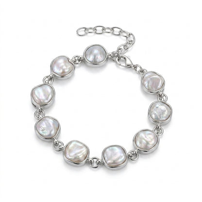 S925 Silver - Freshwater Baroque Pearl Bracelet | 8–10mm AAA Grade
