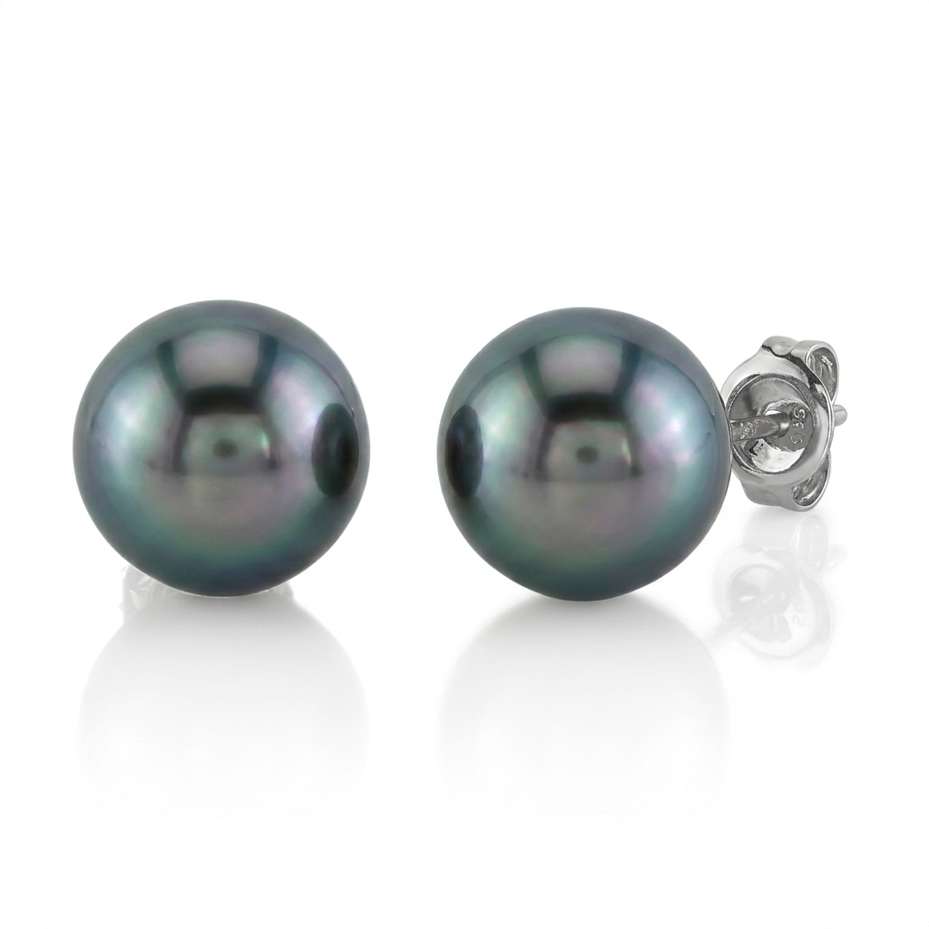 S925 Silver - Tahitian Pearl Stud Earrings | 12–13mm AAA Grade