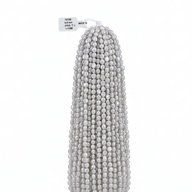 White Freshwater Keshi Pearl Strand | 5–6mm AAA Grade