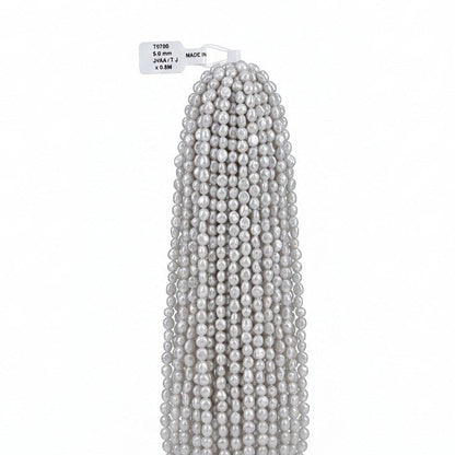 White Freshwater Keshi Pearl Strand | 5–6mm AAA Grade