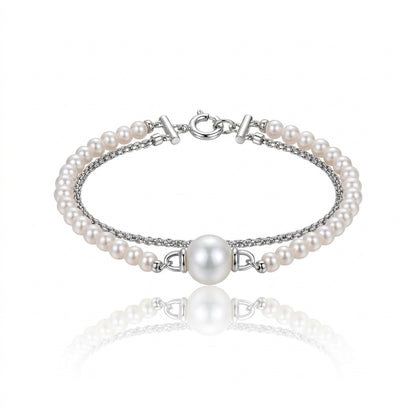 S925 Silver - White Freshwater Pearl Bracelet | 3–8mm AAA Grade | Near-Round Pearls