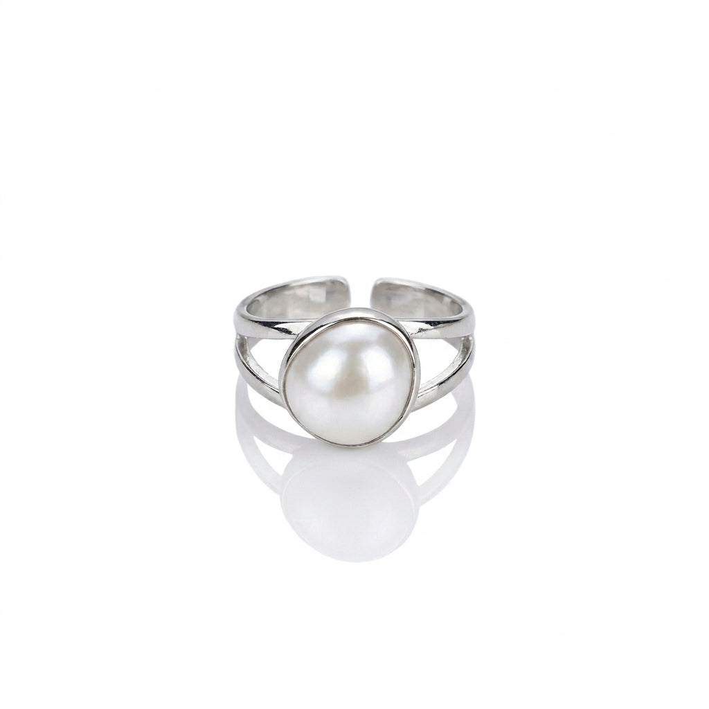 S925 Silver - White Freshwater Keshi Pearl Ring | 11–12mm AAA Grade