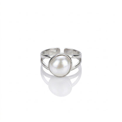 S925 Silver - White Freshwater Keshi Pearl Ring | 11–12mm AAA Grade