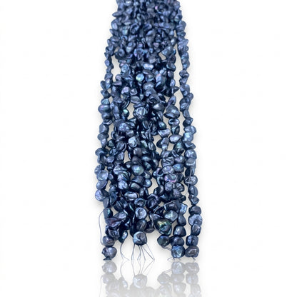 Grey Dyed Freshwater Keshi Pearl Strand | 5–6mm AAA Grade | Per Strand
