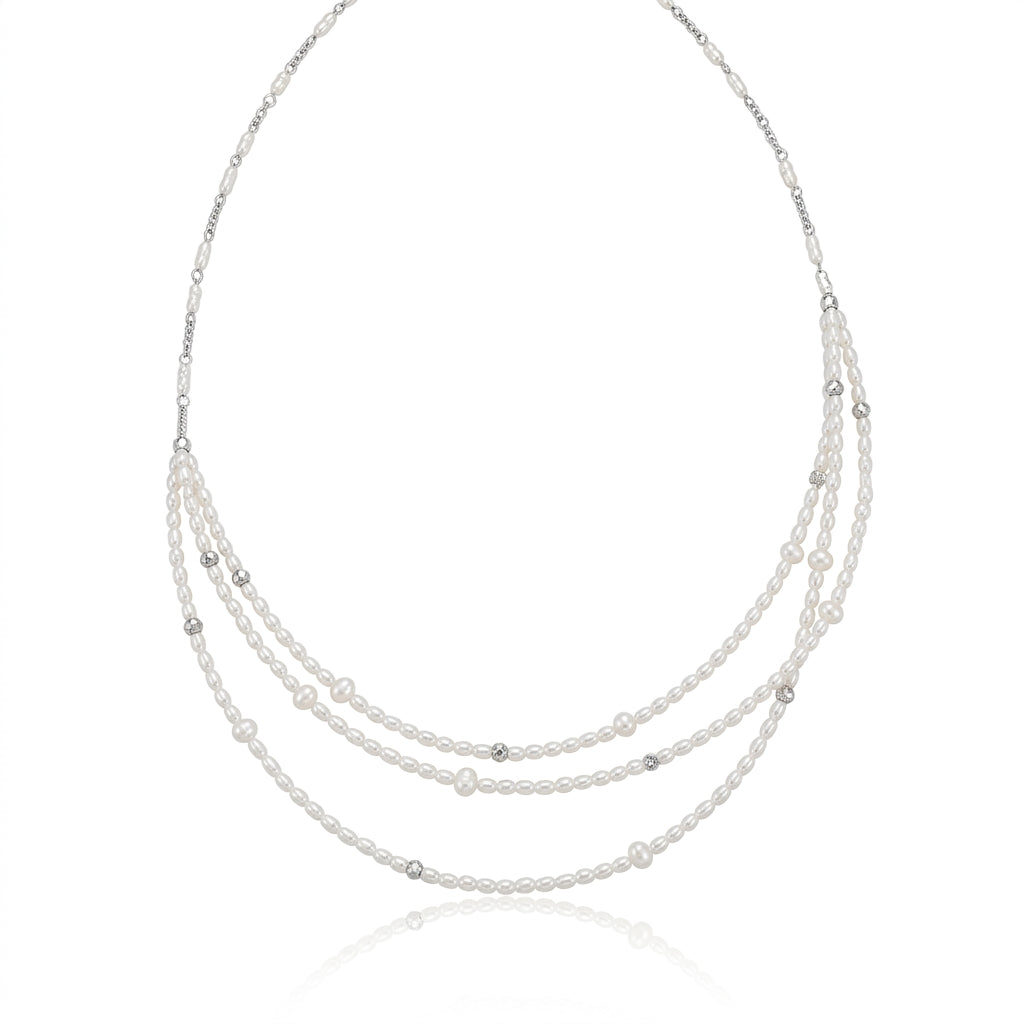 S925 Silver - White Freshwater Pearl Necklace | 2–4mm AAA Grade