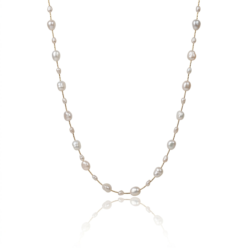Titanium Steel - White Freshwater Pearl Necklace | 3–7mm AAA Grade | 80cm
